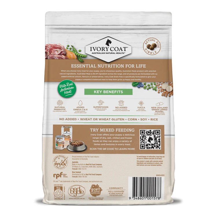 Ivory Coat - Puppy Dry Food - GRAIN FREE - Large Breed - Lamb -2kg