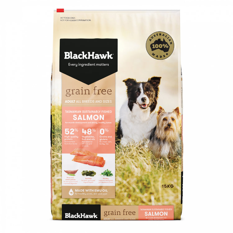 Black Hawk - Adult Dog - GRAIN FREE - Salmon -7kg-2.5kg