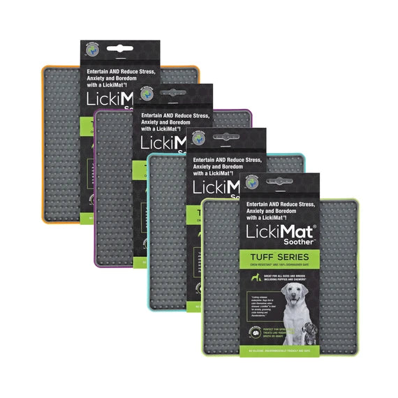 LickiMat - Soother for Dogs and Cats- Tuff Series - Green-Orange-Purple-Turquoise
