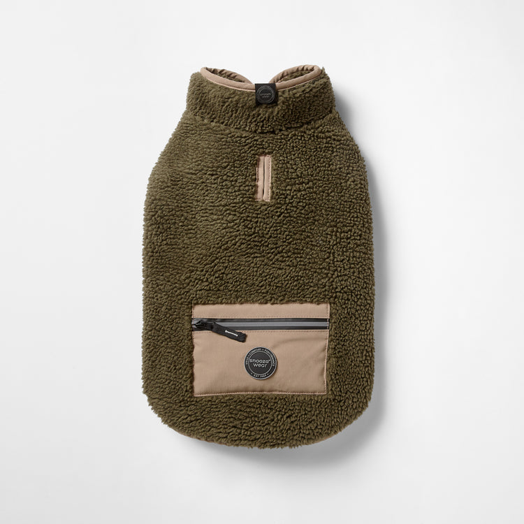 Snooza Wear - Teddy Pocket Coat - Khaki/Fawn - Large-Medium-Small-XSmall