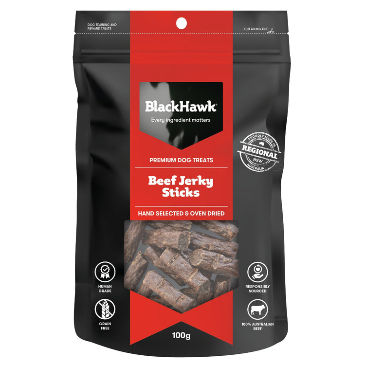 Black Hawk - Premium Dog Treats - Beef Jerky Sticks - 100g
