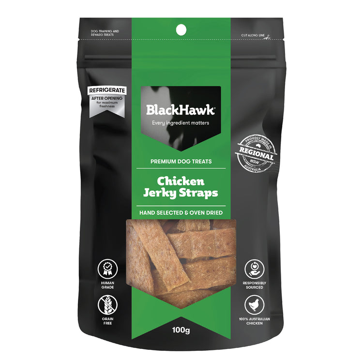 Black Hawk - Premium Dog Treats - Chicken Jerky Straps - 100g