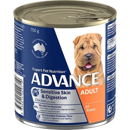 Advance - Wet Food Tins - Adult Dog - Sensitive Skin & Digestion - 12 x 700g