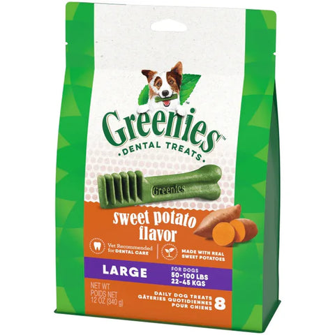 Greenies - Dental Dog Treats - Sweet Potato - Large 340g (8 Pack)