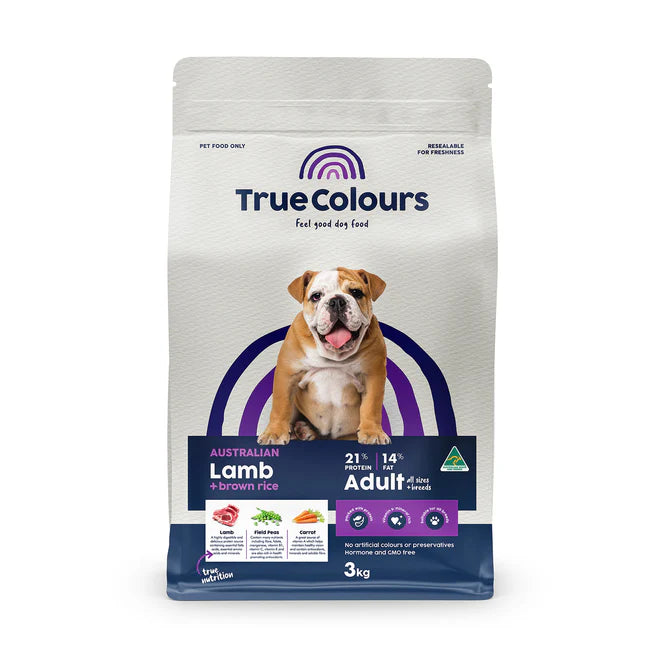 True Colours - Adult Dog - Australian Lamb + Brown Rice - 20kg-3kg