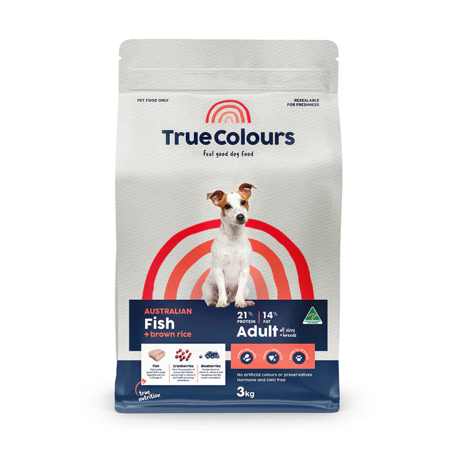 True Colours - Adult Dog - Australian Fish + Brown Rice - 20kg-3kg