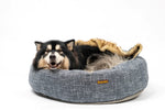 Charlie's - Snookie Hooded Pet Bed - Faux Wolf Fur &amp; Linen - Dark Grey - Large-medium-small