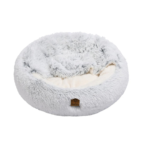 Charlie's - Snookie Hooded Pet Bed - Faux Fur - Arctic White - Large-medium-small