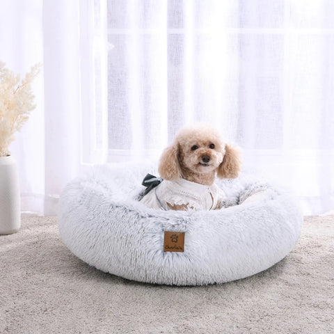 Charlie's - Snookie Hooded Pet Bed - Faux Fur - Arctic White - Large