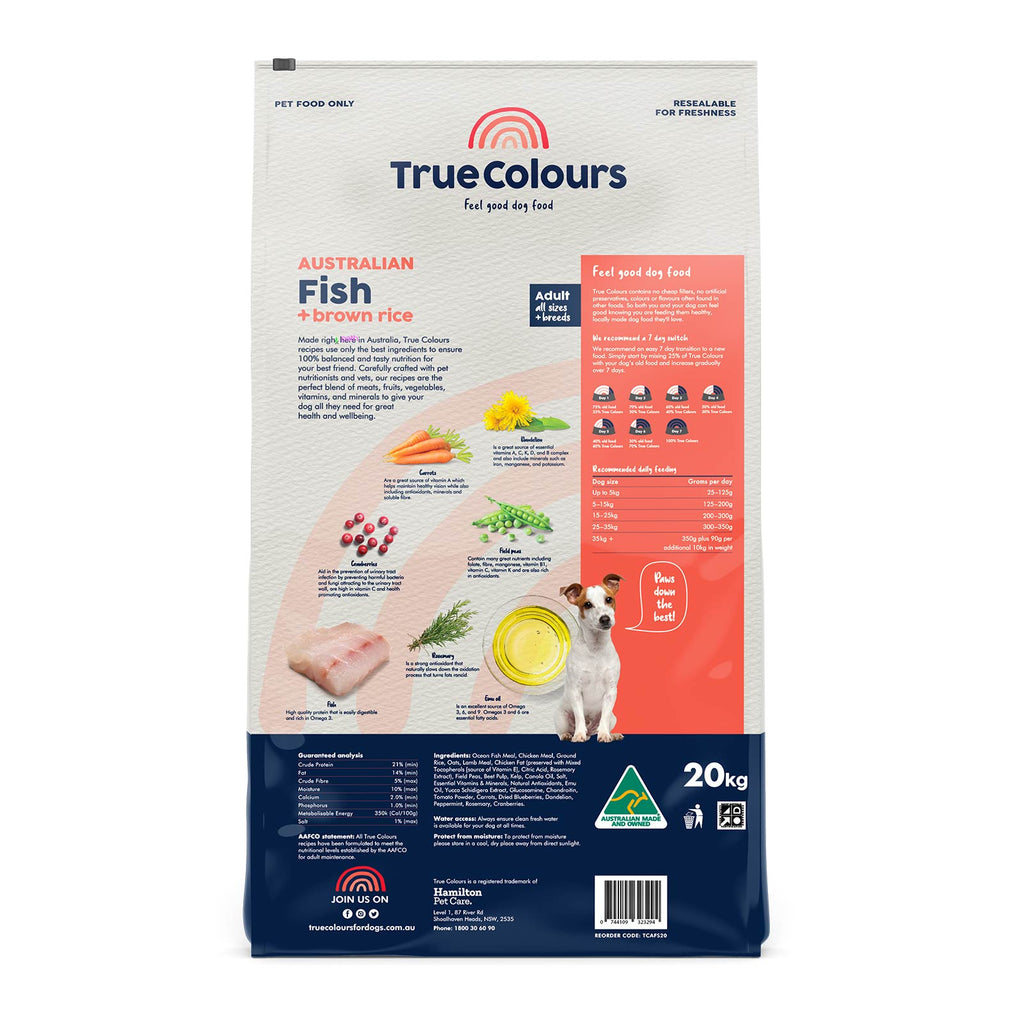 True Colours - Adult Dog - Australian Fish + Brown Rice - 20kg