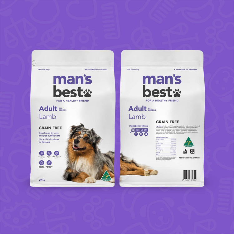 Man's Best - Adult Dog - GRAIN FREE - Lamb - 12kg-2kg