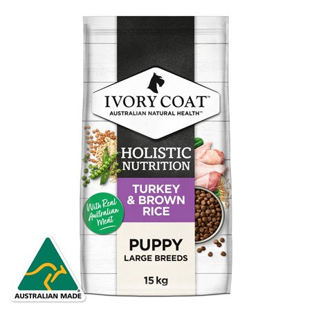 Ivory Coat - Puppy Dry Food - Large Breed - Turkey & Brown Rice - 15kg