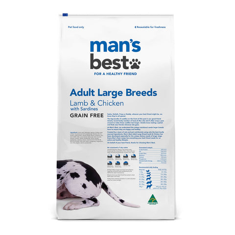 Man's Best - Adult Large Breeds - GRAIN FREE - Lamb & Chicken with Sardines - 12kg