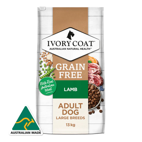 Ivory Coat - Adult Dog Dry Food - GRAIN FREE - Large Breed - Lamb - 13kg-2kg