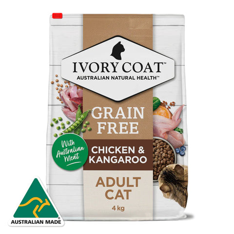 Ivory Coat - Adult Cat - GRAIN FREE - Chicken & Kangaroo - 4kg-2kg