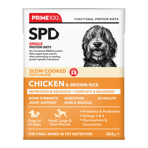 	Prime100 - SPD Slow Cooked Chicken & Brown Rice - Tray of 12 x 354g