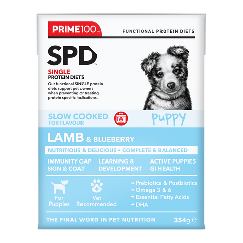 Prime100 - SPD Slow Cooked Lamb & Blueberry - Puppy - Tray of 12 x 354g