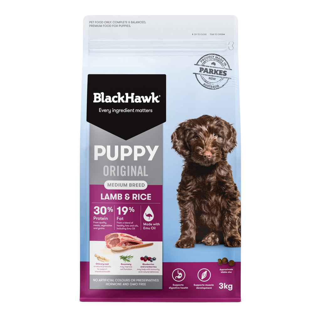 Black Hawk - Puppy - Medium Breed - Lamb & Rice - 20kg-10kg-3kg