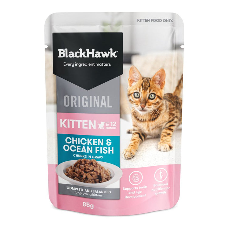 Black Hawk - Pouches - Kitten - Chicken & Ocean Fish in Gravy - 12 x 85g