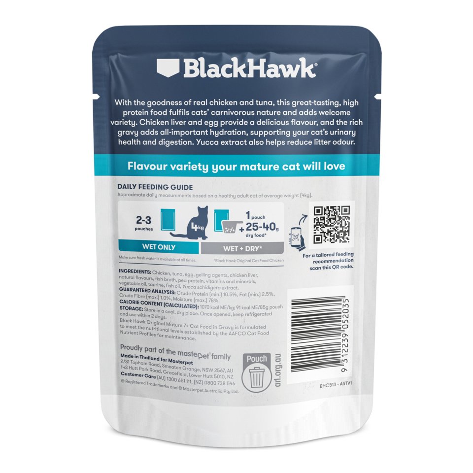 Black Hawk - Pouches - Mature Cat - Chicken & Tuna in Gravy - 12 x 85g