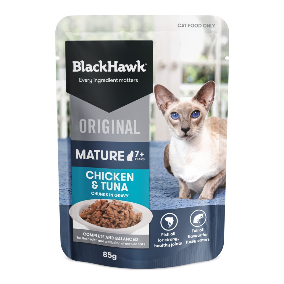 Black Hawk - Pouches - Mature Cat - Chicken & Tuna in Gravy - 12 x 85g