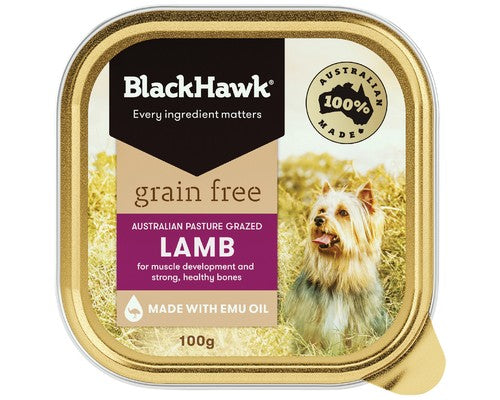 Black Hawk - Wet Food Tray - Adult Dog - GRAIN FREE - Lamb - 9 x 100gm