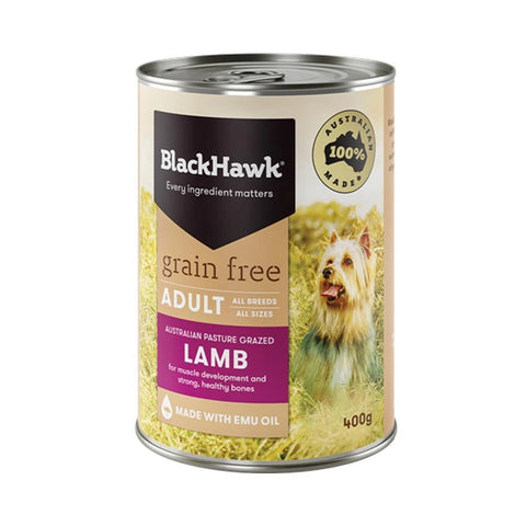 Black Hawk - Wet Food Tins - Adult Dog - GRAIN FREE - Lamb - 12 x 400gms