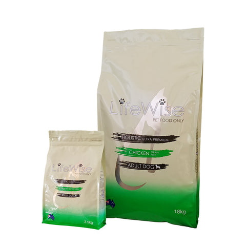 LifeWise - Adult Dog Dry Food - GRAIN FREE - Chicken - 18kg-9kg-2.5kg
