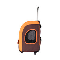 Ibiyaya New Liso Backpack Parallel Transport Pet Trolley- Orange/Brown
