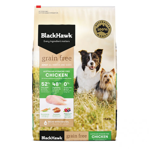 Black Hawk - Adult Dog - GRAIN FREE - Chicken - 15kg-7kg-2.5kg