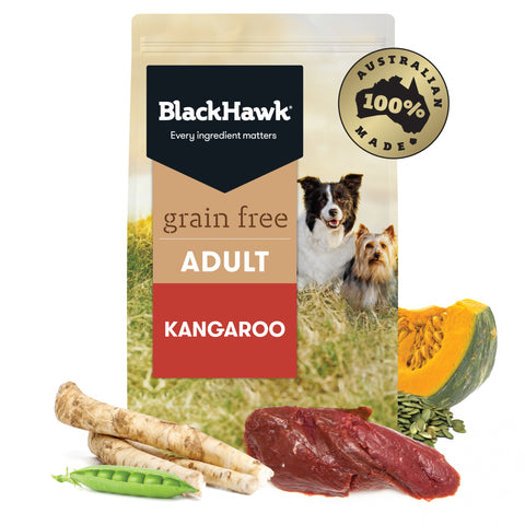 Black Hawk - Adult Dog - GRAIN FREE - Kangaroo - 15kg-7kg-3kg