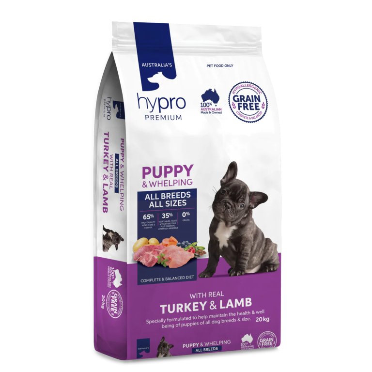 Hypro Premium - Puppy Dry Food - GRAIN FREE - Turkey & Lamb - 20kg-9kg-2.5kg