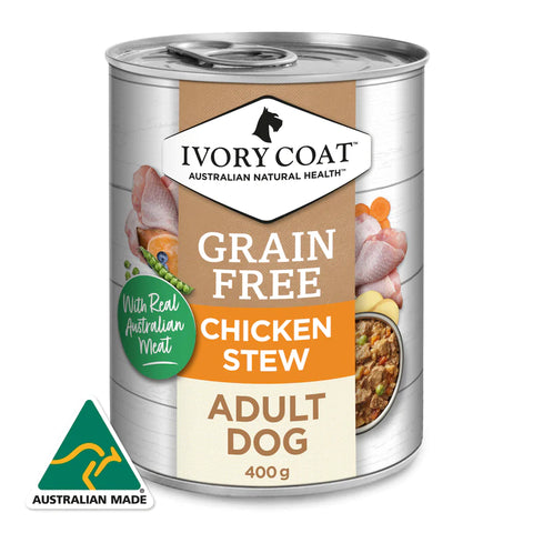Ivory Coat – Wet Food Tins - Adult Dog - GRAIN FREE - Chicken Stew - 12 x 400g