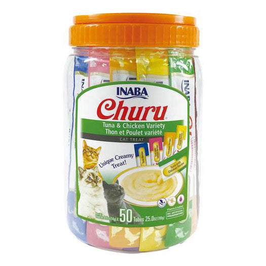 Inaba - Cat Churu - Tuna and Chicken Varieties - Tub (50 x 14g Tubes)