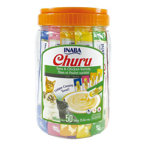 Inaba - Cat Churu - Tuna and Chicken Varieties - Tub (50 x 14g Tubes)