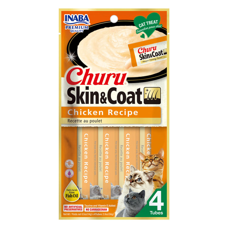 Inaba - Cat Churu - Skin and Coat - Chicken Recipe - Carton of 6 (6x56g)