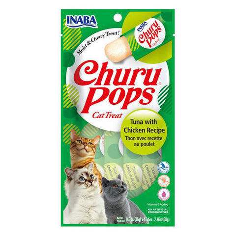 Inaba - Cat Churu Pops - Tuna with Chicken Recipe - Carton of 6