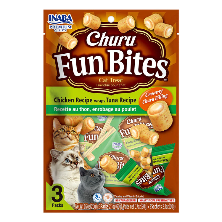 Inaba - Cat Churu Fun Bites - Chicken with Tuna Recipe Wraps - Carton of 6