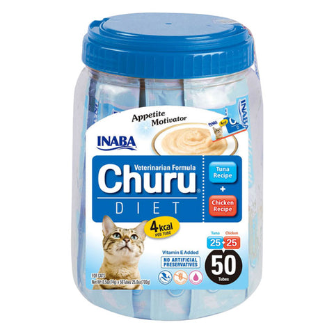 	Inaba - Cat Churu - Diet - Tuna Recipe + Chicken Recipe - Tub (50 x 14g Tubes)