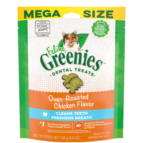 Greenies - Dental Cat Treats - Oven-Roasted Chicken - Mega 130g