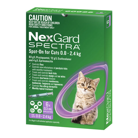 NexGard SPECTRA - Spot-On for Cats 0.8 - 2.4kg (6 x 0.3ml Tubes)