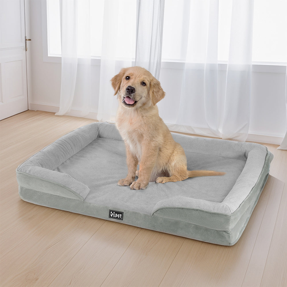 i.Pet Pet Bed Dog Calming Soft Cushion Egg Crate Large Sofa Removable Washable grey