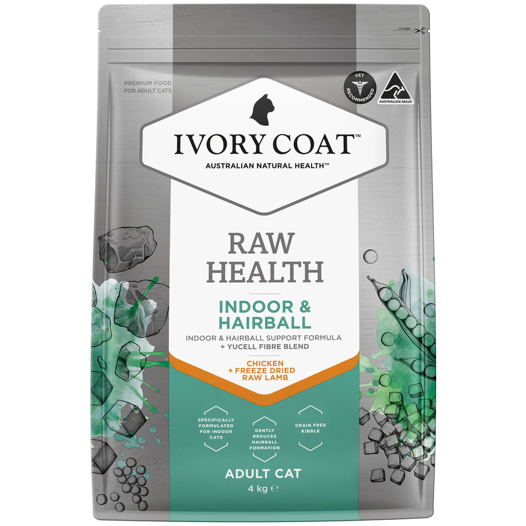 Ivory Coat - Adult Cat - Raw Health - Indoor & Hairball - 4kg-2kg