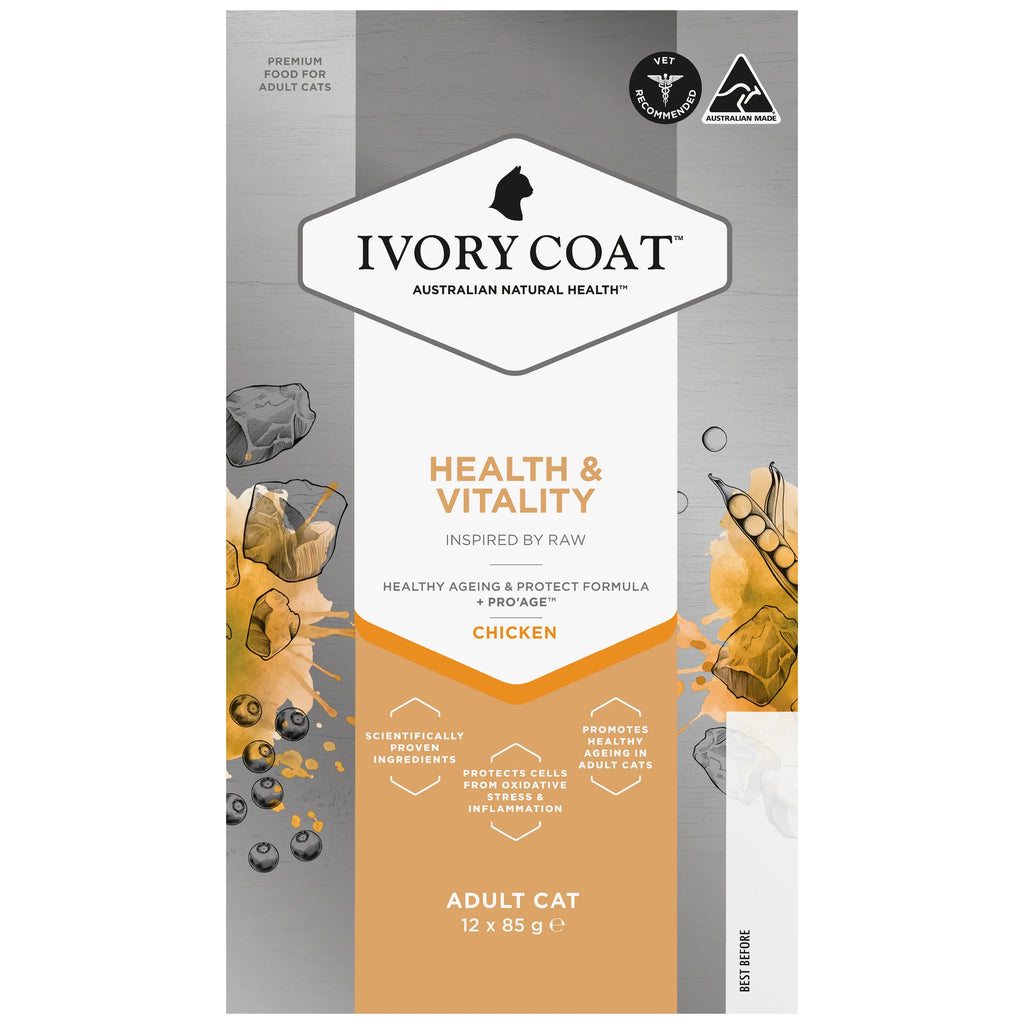 Ivory Coat - Adult Cat - Wet Food Trays - Inspired By Raw - Health & Vitality - 12 x 85g