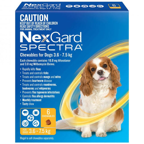 NexGard SPECTRA - Chewables for Dogs 3.6 - 7.5kg (YELLOW) - 6 Pack- 3 Pack