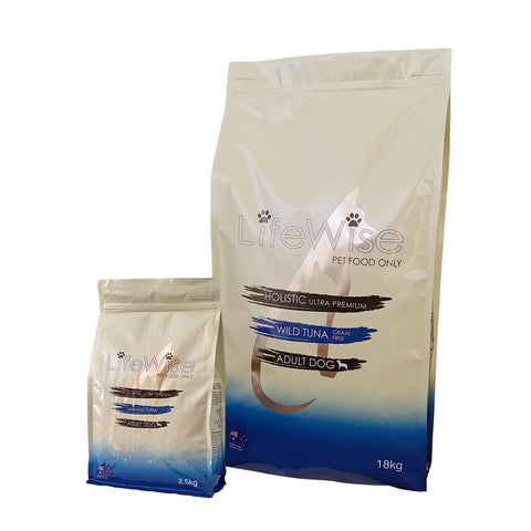 LifeWise - Adult Dog Dry Food - GRAIN FREE - Wild Tuna - 18kg-9kg-2.5kg