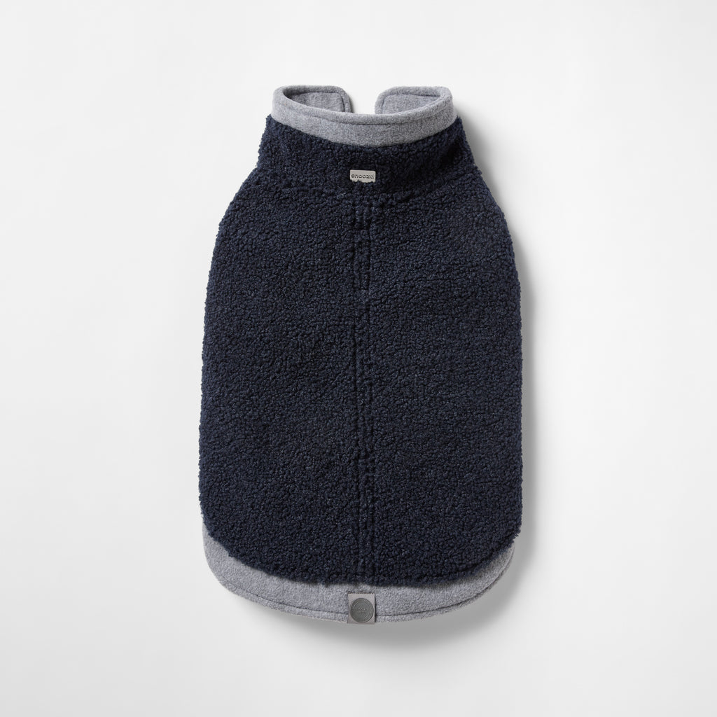 Snooza Wear - Teddy Double Detail Coat - Navy/Grey - Large-Medium-Small-Xsmall
