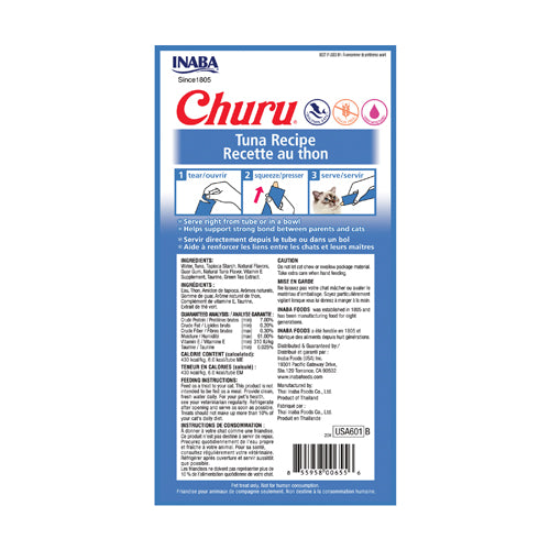 Inaba - Cat Churu - Tuna Recipe - Carton of 6 (24 x 14g Tubes)