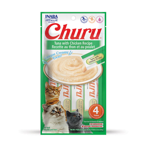 Inaba - Cat Churu - Tuna with Chicken Recipe - Carton of 6 (24 x 14g Tubes)