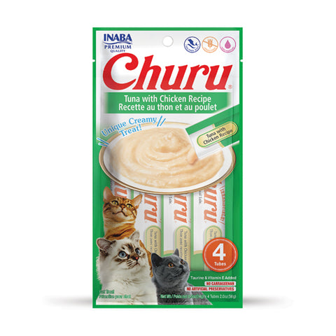 Inaba - Cat Churu - Tuna with Chicken Recipe - Carton of 6 (24 x 14g Tubes)